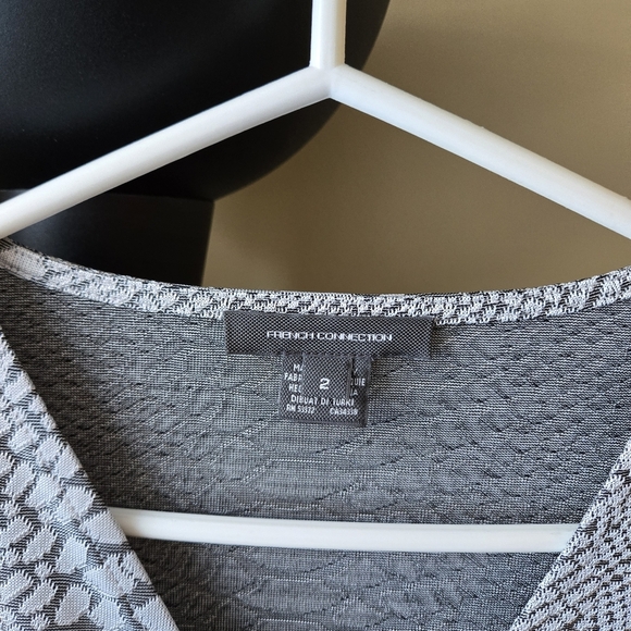 French Connection Silver Long Sleeve Snake Jacquard Dress Size 2 - Picture 4 of 5